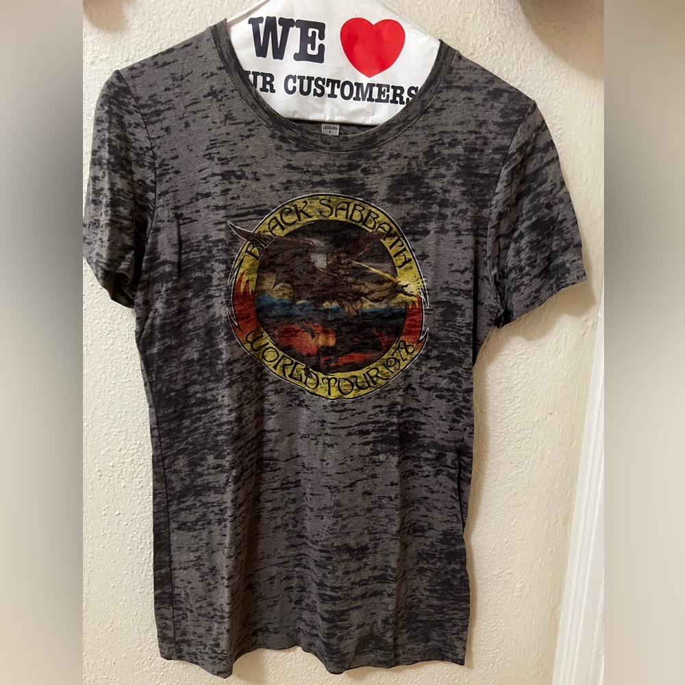 Black Sabbath woman’s cut t shirt.